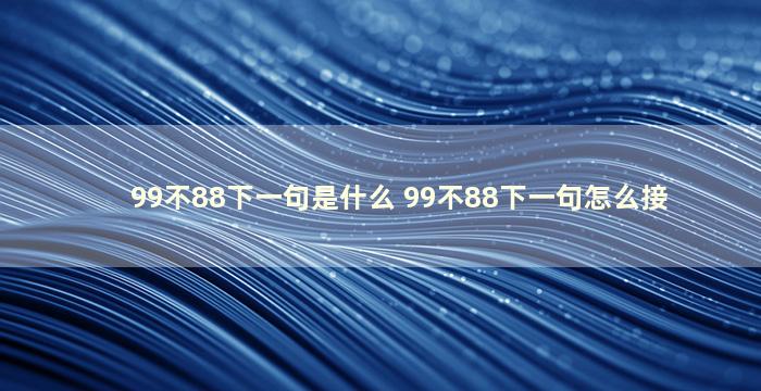 99不88下一句是什么 99不88下一句怎么接